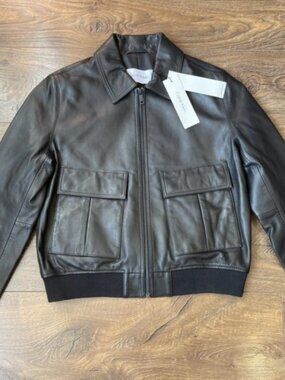 New Calvin Klein Women's Leather Bomber Jacket – Size 36 (US S/M)